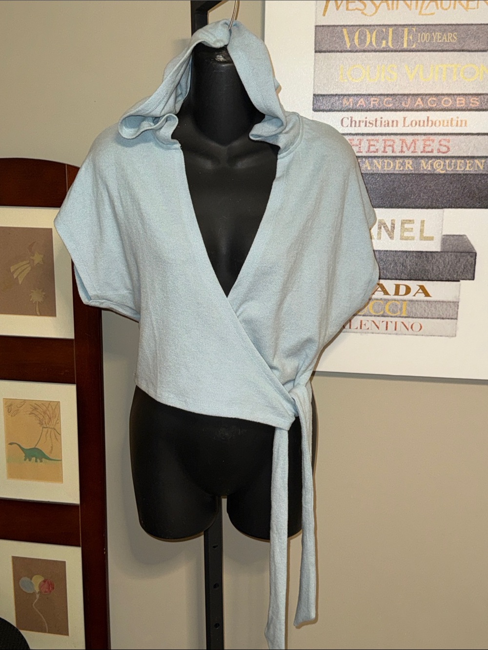 Le Lis collection light Blue Hooded Wrap Top